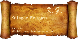 Krieger Frigyes névjegykártya